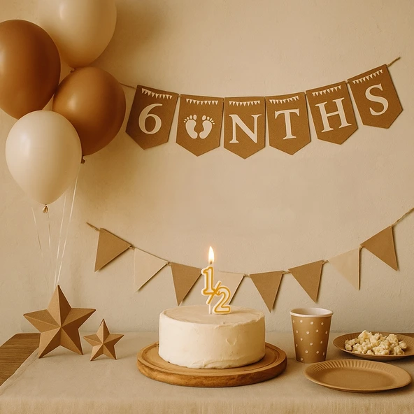 Yarım Yaş Partisi 6 Months Temalı Kraft Banner - 3