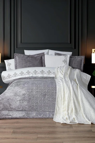 Opal 10 Parça Battaniyeli Çeyiz Seti Gri ürün görseli