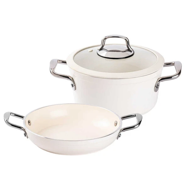 Tantitoni Deluxe Krem Seramik 3 Parça Tencere Seti ürün görseli