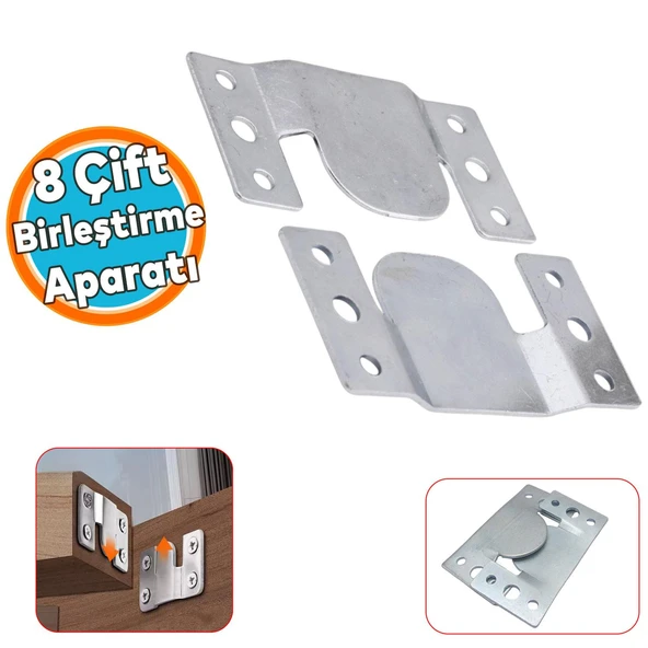 Baza Başlık Mobilya Karyola Köşe Koltuk Birleştirme Sacı Saç Bağlama Braketi Metal (8 Çift Takım) ürün görseli