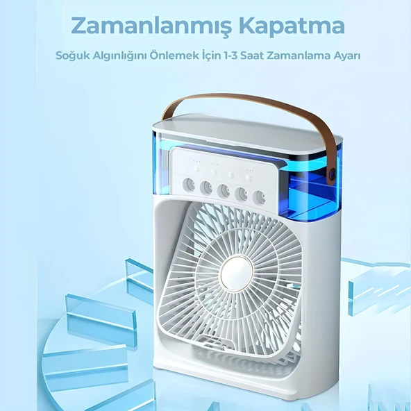 Kablolu Vantilatör Masaüstü Süper Sessiz Fan Su Püskürtmeli Mini El Hava Serinletici Nemlendirici - 3