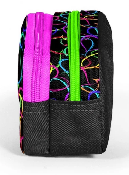 Coral High Kız Çocuk Siyah/Pembe Kalp Desenli Okul Kalem Çantası - 2