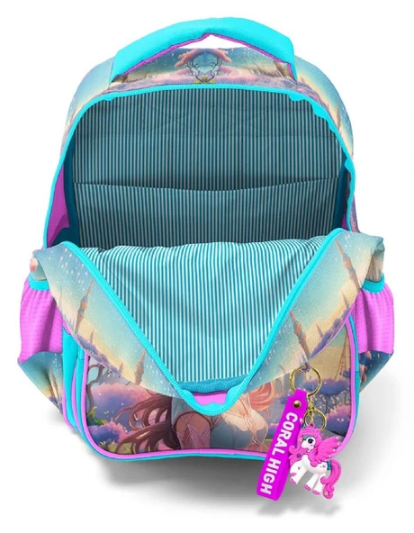 Coral High Turkuaz Pembe Anime Kız - Kız Çocuk İlkokul Okul Sırt Çantası - Resim 3