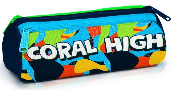 Coral High Mavi Yeşil Erkek Çocuk Üç Bölmeli Okul Kalemliği