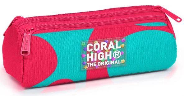 Coral High Kız Çocuk Kırmızı Yeşil Üç Bölmeli Okul Kalem Çantası ürün görseli