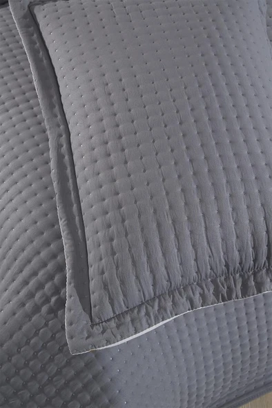 Elisa Dolgulu Çift Taraflı Çift Kişilik 240x260 Cm Yatak Örtüsü Antrasit - Resim 4
