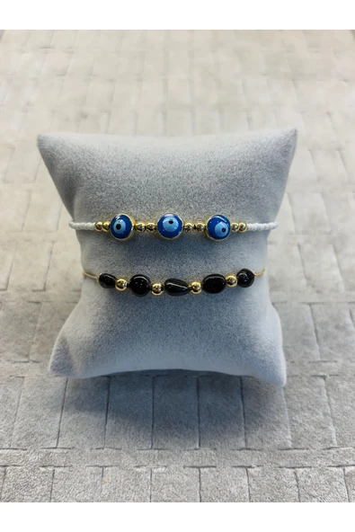 MODA TASARIM BİLEKLİK NAZAR BONCUKLU DOĞAL TAŞLI ürün görseli 1