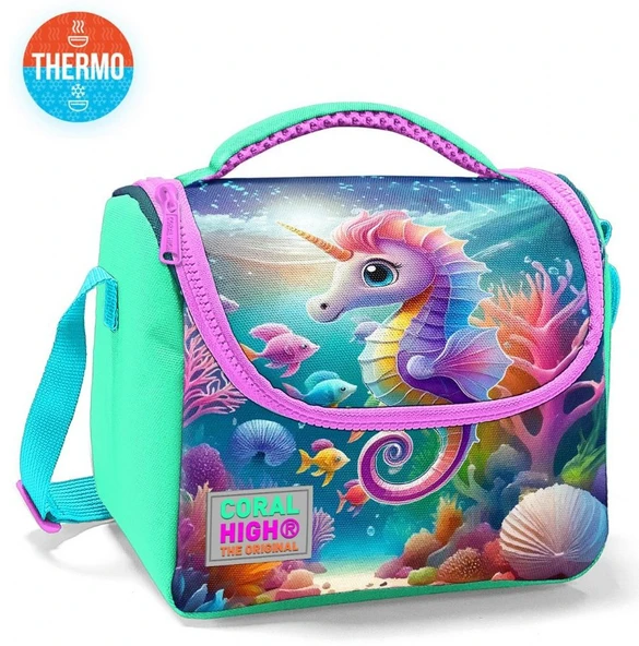 Coral High İlkokul Kız Çocuk Okul Beslenme Çantası, Su Yeşili Denizatı, Termoslu (Isı Yalıtımlı) - Resim 2