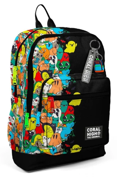 Coral High Dört Bölmeli Erkek Çocuk İlkokul 1-2-3-4. Sınıf Okul Sırt Çantası - Siyah Hayalet ürün görseli