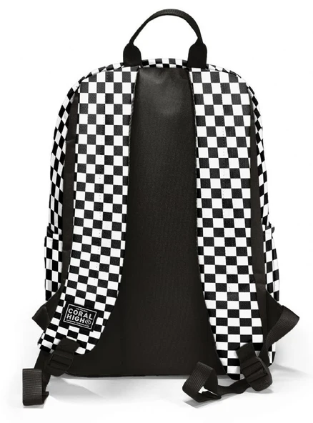 Coral High İlkokul ve Ortaokul Sırt Çantası - Kız Çocuk, Siyah Beyaz Dama Desenli, Dört Bölmeli - Resim 2