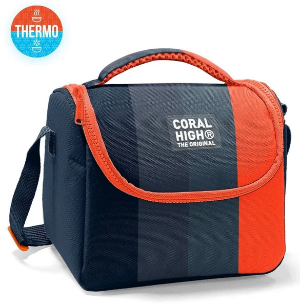 Coral High Erkek Çocuk İlkokul Beslenme Çantası, Siyah Turuncu Renkli Çizgili, Isı Yalıtımlı - Resim 2
