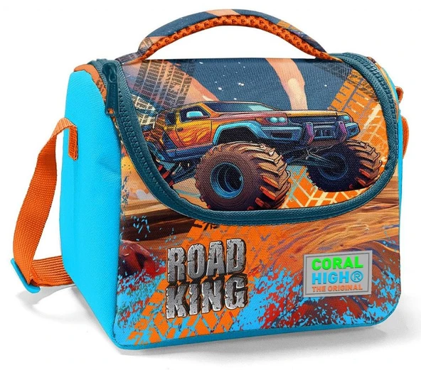 Coral High Erkek Çocuk Termoslu Beslenme Çantası - Mavi Turuncu Arazi Aracı, Erkek Çocuk ürün görseli