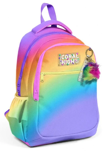 Coral High Üç Gözlü Kız Çocuk Sarı Mavi Mor Renk Geçişli İlkokul ve Ortaokul Sırt Çantası ürün görseli