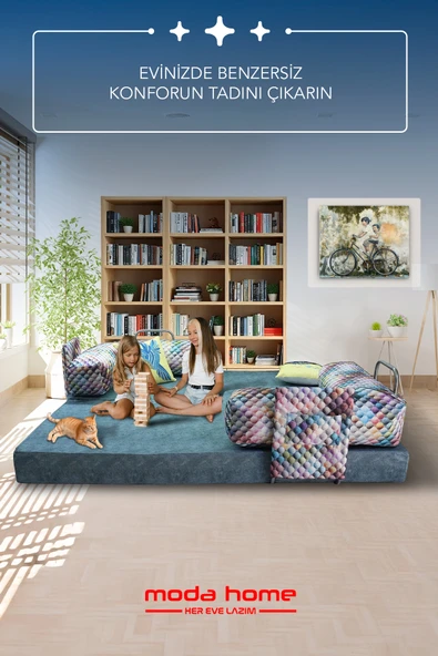 Moda Home Bedding Retro yataklı kanepe,yatak olabilen,dinlenme amaçlı legom aktivite koltuğu-İNDİGO - 4