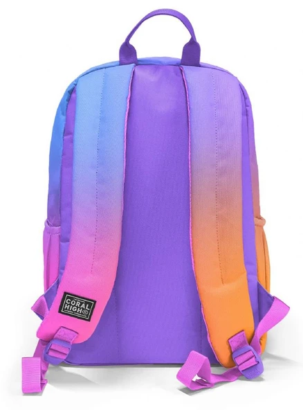 Coral High İlkokul ve Ortaokul Sırt Çantası - Kız Çocuk, Turuncu Mor Renk Geçişli Baskılı, Dört Bölmeli - Resim 2