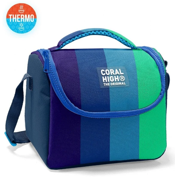 Coral High Beslenme Çantası 11797, Erkek Çocuk, Lacivert Yeşil Renkli Çizgili, Isı Yalıtımlı - Resim 2