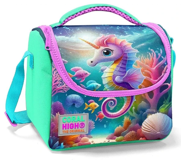 Coral High İlkokul Kız Çocuk Okul Beslenme Çantası, Su Yeşili Denizatı, Termoslu (Isı Yalıtımlı) ürün görseli