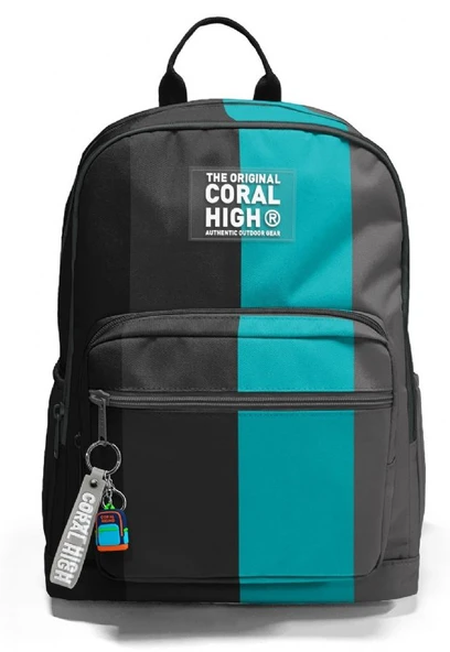 Coral High İlkokul ve Ortaokul Sırt Çantası - Erkek Çocuk, Siyah Turkuaz Çizgili, Dört Bölmeli - Resim 5