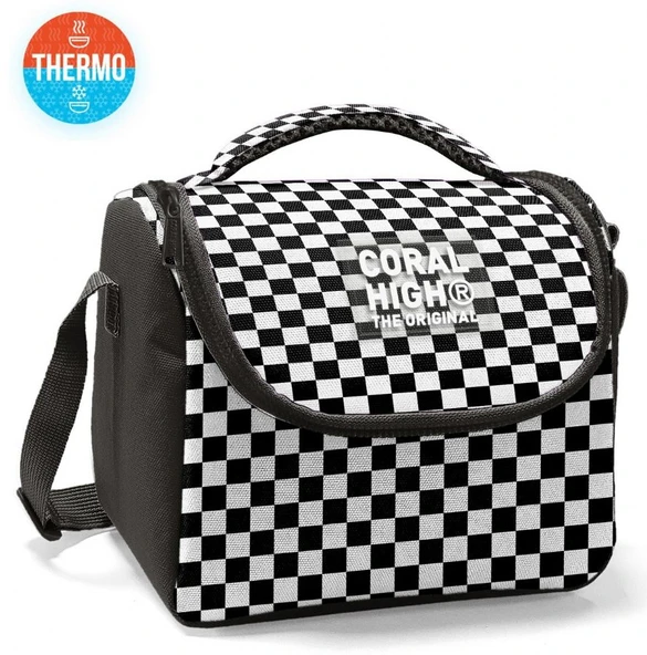 Coral High Kız Çocuk Beslenme Çantası - Thermo - Siyah Beyaz Damalı - Resim 2