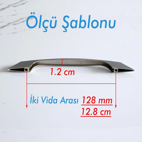 Mobilya Mutfak Dolabı Çekmece Dolap Kapak Kulpu Kulbu Metal Kulpları 128 Mm Krom Renk - Resim 2