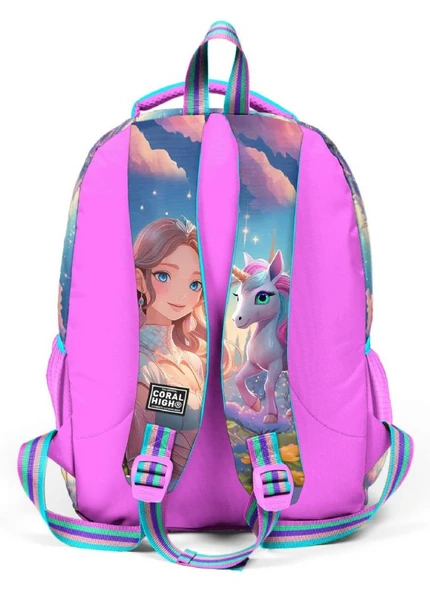 Coral High Turkuaz Pembe Anime Kız - Kız Çocuk İlkokul Okul Sırt Çantası - Resim 4