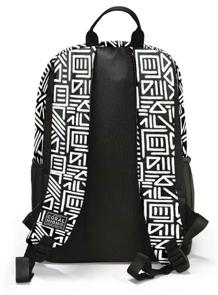 Coral High İlkokul ve Ortaokul Sırt Çantası - Erkek Çocuk, Siyah Beyaz Geometrik Şekiller, Dört Bölmeli - Resim 2