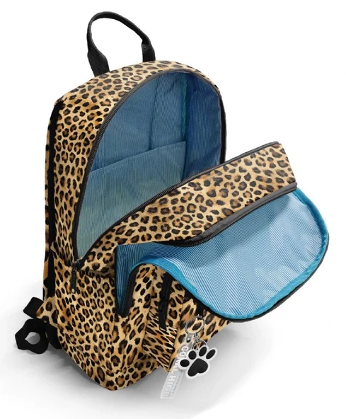 Coral High İlkokul ve Ortaokul Sırt Çantası - Kız Çocuk, Kahverengi Leopar Baskılı, Dört Bölmeli - Resim 3