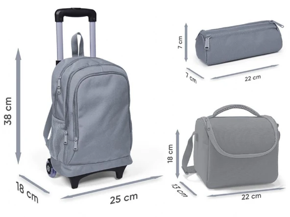 Coral High Çekçek Tekerlekli Kız Çocuk, Pembe Turuncu Renk Geçişli, İlkokul Üçlü Okul Çanta Seti - Resim 3