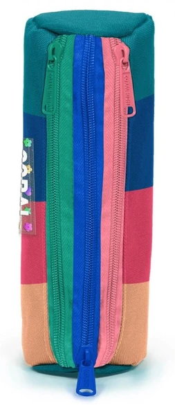 Coral High Erkek ve Kız ve Erkek Çocuk Yeşil-Turuncu Renk Geçişli Üç Bölmeli Kalem Çantası - Resim 2
