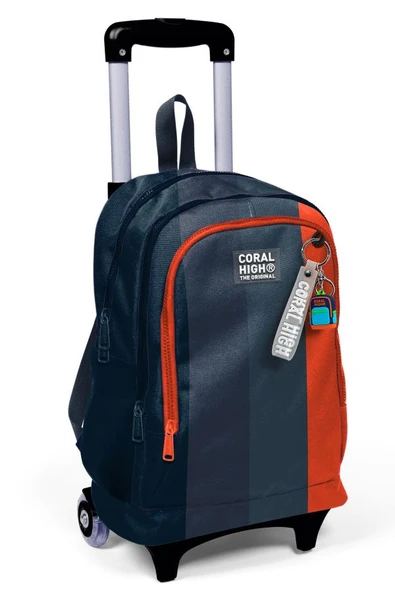 Coral High Işıklı Tekerlekli Çekçek Okul Çantası - 3 Bölmeli, 2’li Sap Ayarı, Siyah-Turuncu (Erkek Çocuk) 23982 - 1
