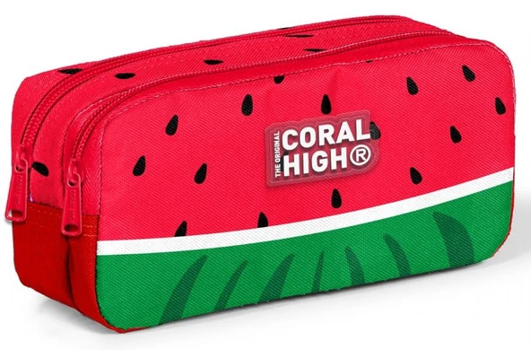 Coral High Kız ve Erkek Çocuk Kırmızı Yeşil Karpuz Desenli İlkokul Okul Kalem Çantası