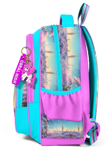 Coral High Turkuaz Pembe Anime Kız - Kız Çocuk İlkokul Okul Sırt Çantası - Resim 2