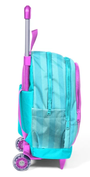 Coral High Işıklı Tekerlekli Çekçek Okul Çantası - 3 Bölmeli, 2’li Sap Ayarı, Turkuaz Pembe (Kız Çocuk) 23971 - 4