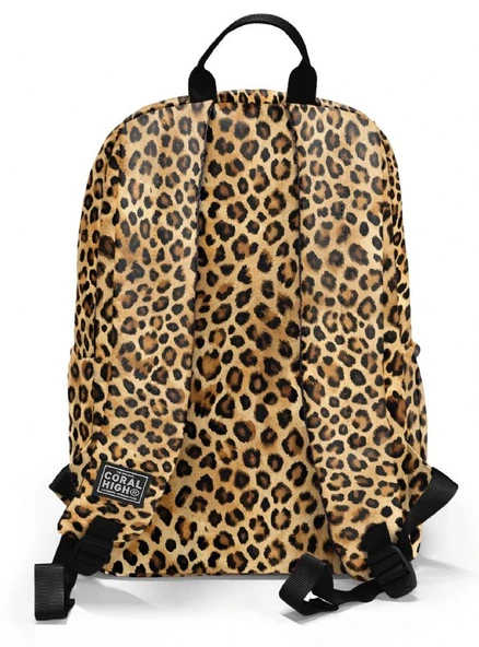 Coral High İlkokul ve Ortaokul Sırt Çantası - Kız Çocuk, Kahverengi Leopar Baskılı, Dört Bölmeli - Resim 2