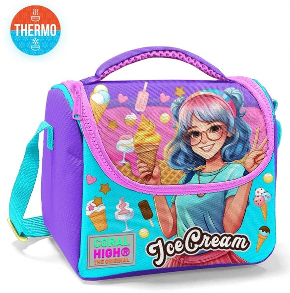 Coral High Beslenme Çantası 11789, Kız Çocuk, Lila Turkuaz Dondurmalı Kız, Isı Yalıtımlı - 2