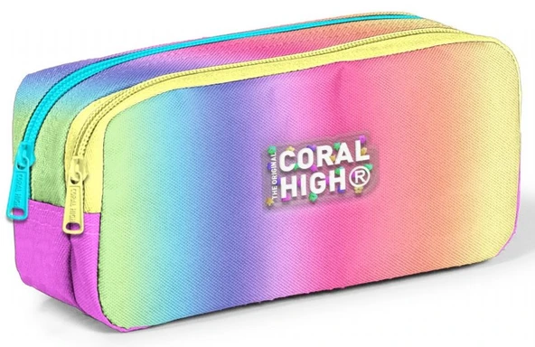 Coral High Kız Çocuk İki Gözlü Çok Renkli Kalem Çantası