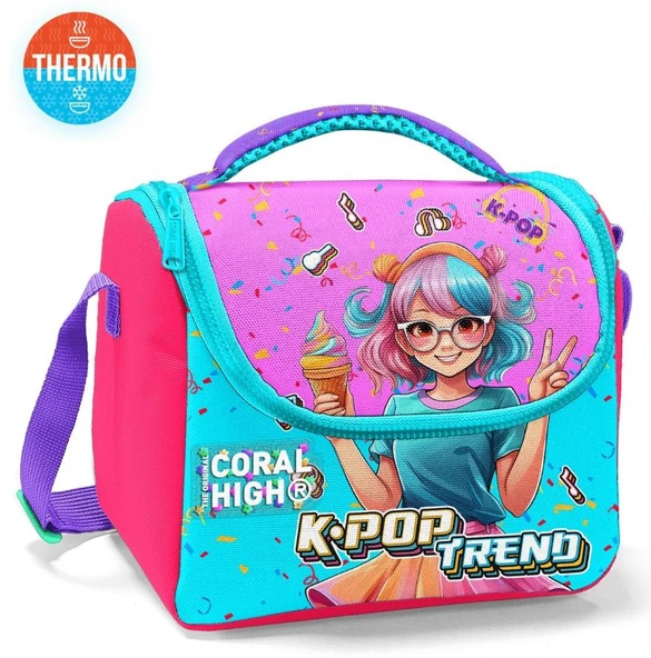 Coral High Kız Çocuk Beslenme Çantası - Thermo - Pembe K-Pop Dondurmalı Kız - Resim 2