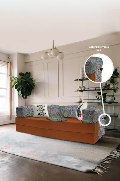 Moda Home Bedding Retro yataklı kanepe,yatak olabilen,dinlenme amaçlı legom aktivite koltuğu-KİREMİT