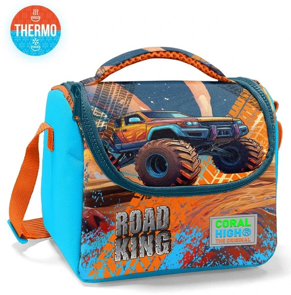 Coral High Erkek Çocuk Termoslu Beslenme Çantası - Mavi Turuncu Arazi Aracı, Erkek Çocuk - Resim 2
