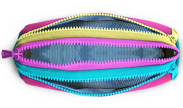 Coral High Turkuaz Pembe Renk Geçişli Kız Çocuk Üç Gözlü Okul Kalem Çantası - Resim 3