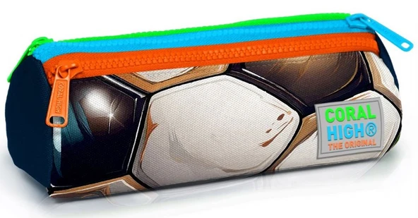 Coral High Siyah Turuncu Futbol Topu Baskılı Erkek Çocuk Kalem Çantası - Üç Gözlü ürün görseli