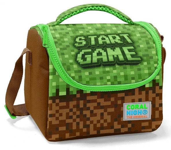 Coral High İlkokul Erkek Çocuk Okul Beslenme Çantası, Yeşil Kahverengi Craft, Termoslu (Isı Yalıtımlı)