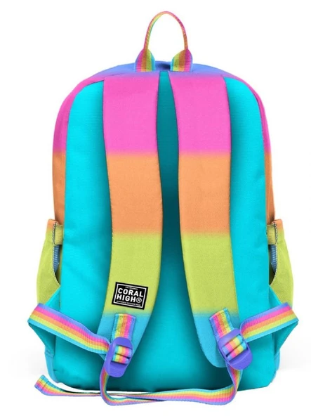 Coral High Dört Bölmeli Kız Çocuk İlkokul 1-2-3-4. Sınıf Okul Sırt Çantası - Pembe Turuncu Renk Geçişli - Resim 2
