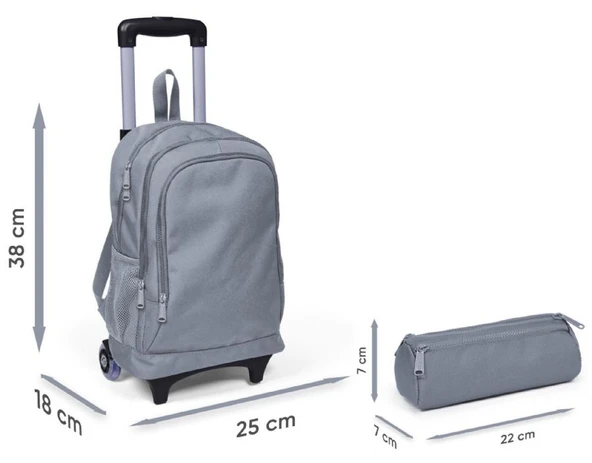 Coral High Işıklı Tekerlekli Erkek Çocuk, Lacivert Mavi Grafiti Baskılı, İlkokul Çekçek Çanta ve Kalemlik Seti - Resim 3