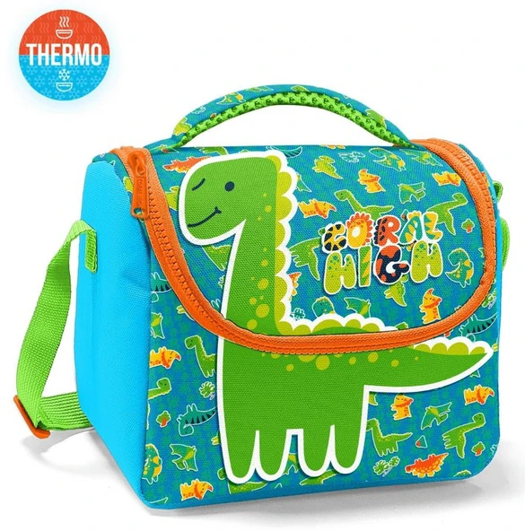 Coral High Erkek Çocuk Termoslu Beslenme Çantası - Mavi Yeşil Dinazor, Erkek Çocuk - Resim 2