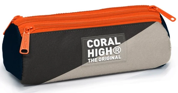Coral High Erkek Çocuk Siyah Gri Renkli Üç Bölmeli Okul Kalem Çantası - İlk Okul Orta Okul
