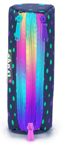 Coral High Üç Bölmeli Lacivert Puantiyeli Kız Çocuk Kalem Çantası - Resim 2