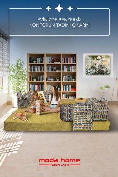 Moda Home Bedding Retro yataklı kanepe,yatak olabilen,dinlenme amaçlı legom aktivite koltuğu-HARDAL - 4