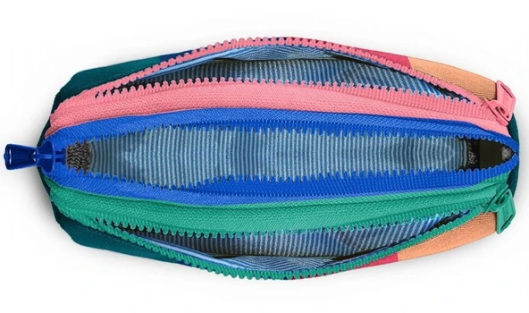 Coral High Erkek ve Kız ve Erkek Çocuk Yeşil-Turuncu Renk Geçişli Üç Bölmeli Kalem Çantası - Resim 3