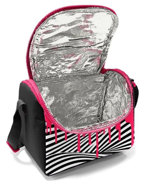 Coral High Kız Çocuk Beslenme Çantası - Thermo - Pembe Siyah Beyaz Boya Desenli - Resim 4
